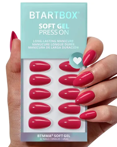 Vista 25 de BTArtbox - Uñas postizas a presión, almendra, uñas cortas de verano con pegamento para mujeres, uñas de gel suave opacas en 16 tamaños, kit de 32