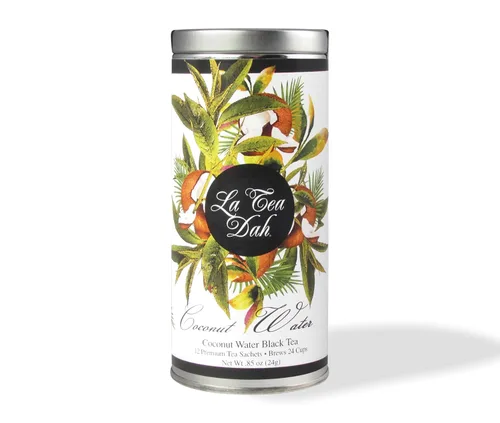 Vista 12 de Té verde albaricoque y melocotón de La Tea Dah, delicioso té de melocotón afrutado hecho con hojas de té verde de pólvora ligeramente cafeinadas