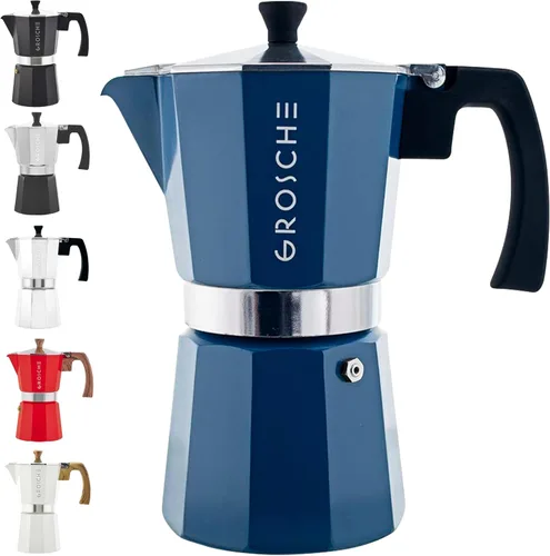 Vista 34 de GROSCHE Milano - Cafetera Moka para estufa, olla de expreso para 3 tazas de café, 5 oz, color negro - Cafetera cubana para estufa, cafetera Moka