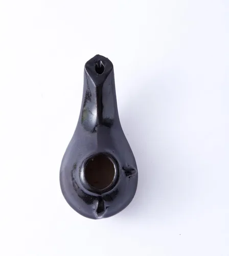 Vista 9 de Lámpara de aceite herodiano hecha a mano – Lámpara de arcilla de estilo bíblico antiguo para uso ritual, lámpara de aceite de oliva de cerámica