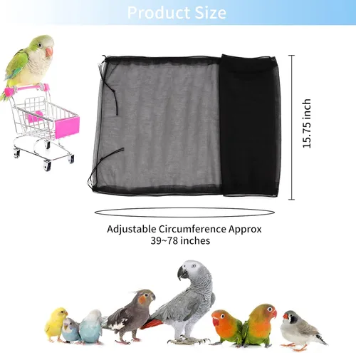 Vista 3 de Daoeny Funda universal para jaula de pájaros, red ajustable de nailon suave y aireado, atrapa semillas de plumas, falda transparente para jaulas