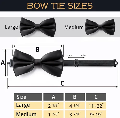 Vista 4 de Adam Young Men's Bow Ties Pre-Tied Style Formal Satin Classic Bowtie for Tuxedo Faux Silk