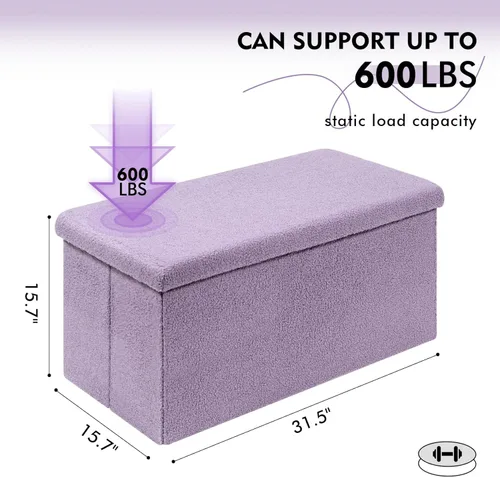 Vista 89 de PINPLUS Otomanas otomanas de almacenamiento con forma cuadrada con reposapiés de almacenamiento para sala de estar, asiento otomano Boucle para Gris