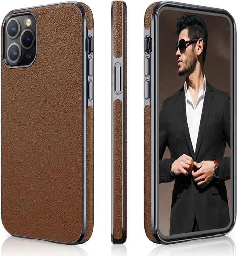 Vista 29 de LOHASIC Funda para iPhone 12 y iPhone 12 Pro - Fundas para teléfono i Phone 12 con borde cromado delgado, fundas de cuero de diseño suave, funda