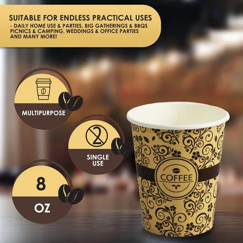 Vista 5 de PAMI Vasos de papel para café caliente de 8 onzas, [Paquete de 50], desechables, para llevar para bebidas calientes, vasos de papel de un solo uso