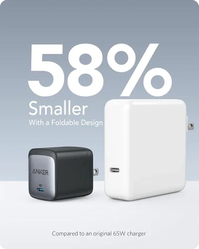 Vista 8 de Anker Cargador Nano USB C, 65W GaN II PPS Cargador plegable compacto rápido para MacBook Pro, Galaxy, Dell, iPhone 17/16, iPad Pro y más