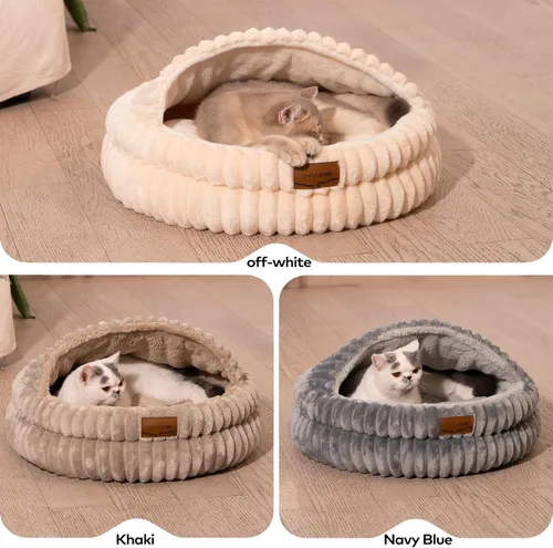 Vista 8 de CHEERPALS Cama tipo cueva para gatos de interior, cama para gatos cubierta lavable con capucha, cama suave y esponjosa para mascotas para cachorros