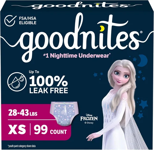 Vista 31 de Goodnites Ropa interior nocturna para niñas, talla XXL (120-165 libras), 54 unidades, el embalaje puede variar