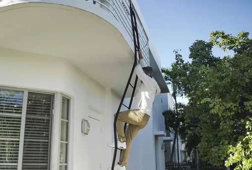 Vista 11 de ISOP Escalera de extensión de 10 pies, fabricada en Estados Unidos, escalera de cuerda de nailon con ganchos de resorte, ligera, duradera
