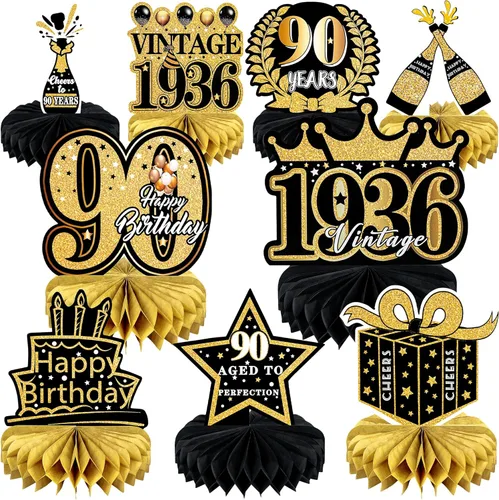 Vista 23 de 9 piezas de decoración de 40 cumpleaños para hombres y mujeres, decoraciones de mesa de feliz cumpleaños 40, decoraciones de mesa de cumpleaños