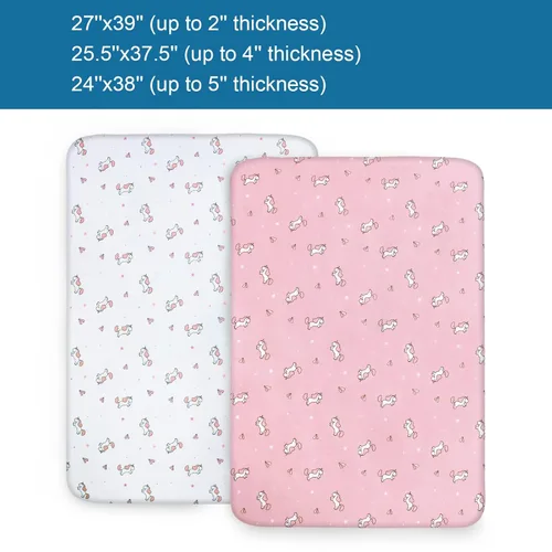 Vista 4 de Sábanas para Pack and Play, Sábanas Pack n Play Juego de 4 sábanas para Mini Cuna, Sábanas Ultrasuaves Compatibles con Colchonetas Pack n Play