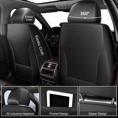 Vista 2 de Fundas de asiento de automóvil para GMC Acadia 2017-2023 2024, de cuero transpirable, juego de fundas de asiento delantero para Acadia