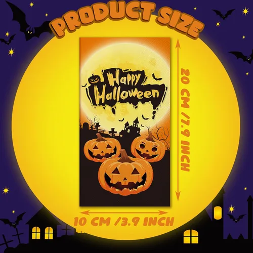 Vista 2 de Tenceur 100 servilletas de papel de Halloween de 2 capas desechables para invitados, Halloween, hogar, baño, cena, cumpleaños, cocina, bebidas