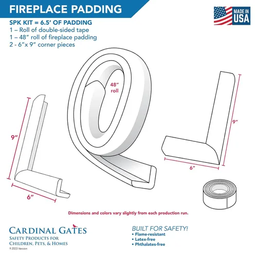 Vista 3 de Cardinal Gates SPK - Kit de almohadilla para hogar pequeño, a prueba de chimenea, parachoques de chimenea con respaldo adhesivo para bebés, rollo