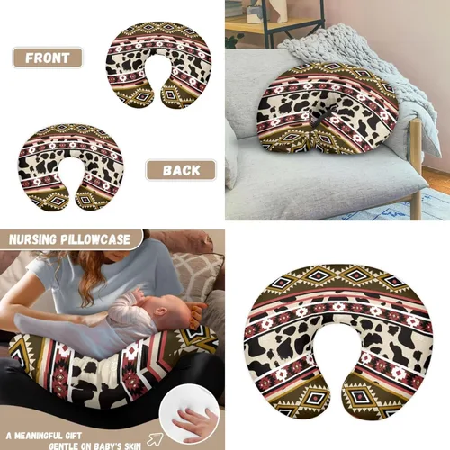 Vista 3 de Toldo de leopardo azteca bohemio para asiento de automóvil, para bebés, elegante funda de almohada de lactancia y lactancia transpirable, se adapta