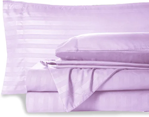 Mocassi Juego de sábanas Queen Stripe – Sábanas y fundas de almohada de lujo para hotel de 1800 ° Premier – Sábanas ultrasuaves, transpirables y