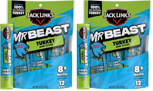 Vista 13 de Jack Link’s x MrBeast Mini Palitos de Ternera Sin Azúcar – 6g de Proteína por 2 Palitos de Carne Envueltos Individualmente, Hechos con 100% Ternera