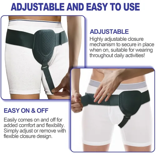 Vista 5 de Cinturones de hernia inguinal para hombres – Soporte de hernia inguinal para hombres para mantener las hernias inguinales/inguinales en su lugar