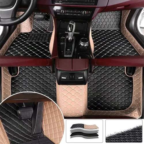 Vista 30 de Alfombrillas de lujo personalizadas para automóvil compatibles con Mercedes Benz todos los modelos 1998-2023 (beige)
