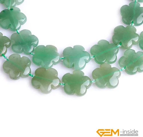 Vista 4 de GEM-Inside - Cuentas sueltas de jade de aventurina verde, cuentas sueltas naturales y genuinas de 0.787 in en forma de flor, cuentas de energía
