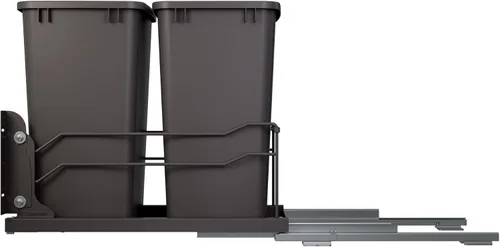 Vista 8 de Rev-A-Shelf 53WC-1835SCDM-2 53WC Series - Papelera doble de montaje inferior con cierre suave, capacidad de 35 cuartos de galón
