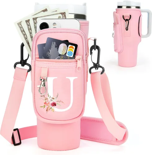 Vista 74 de Initial Water Bottle Holder with Strap for Stanley Cup Accessories 40 oz Tumbler/Simple Modern Tumbler Bag, Water Bottle Carrier Bag with Strap for