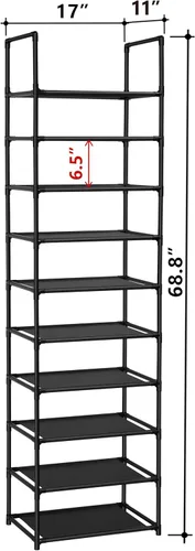 Vista 8 de fiducial home – Zapatero de 10 niveles, para 20 a 25 pares, estante robusto para zapatos