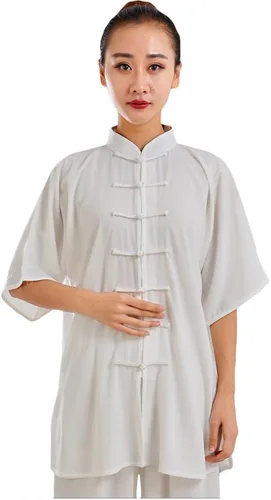 Vista 8 de ZooBoo Unisex Ropa de Ejercicio de Mañana, Traje de Tai Chi de Algodón con Mangas Cortas, Uniforme de Kung Fu
