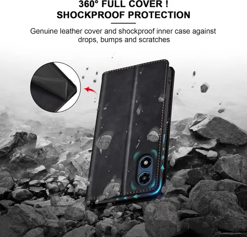 Vista 4 de Jasonyu - Funda tipo cartera con cierre magnético para Moto G Play 4G (2024), cubierta de cuero tipo folio con tarjetero, soporte con patas - Funda