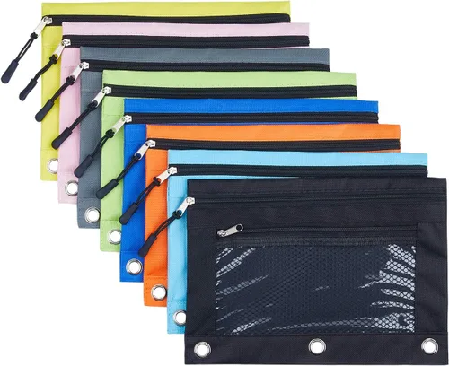 Vista 7 de DoDoMagxanadu Estuche para lápices para carpeta, estuche para lápices de 3 anillos con tiradores de cremallera, estuche transparente para ventana