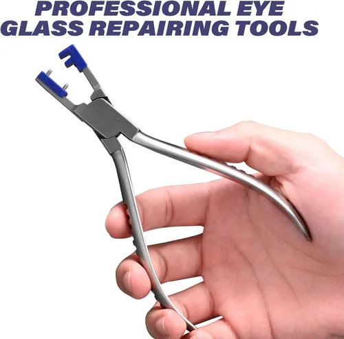 Vista 6 de Kit profesional de herramientas de reparación de vidrios para gafas sin montura Herramientas de reparación para ajustar gafas brazos, marco