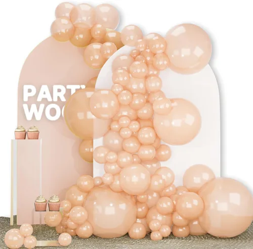 Vista 81 de PartyWoo - Globos nude de 140 piezas en diferentes tamaños de 18, 12, 10, 5 pulgadas, kit de arco de globos de color neutro y melocotón estilo boho