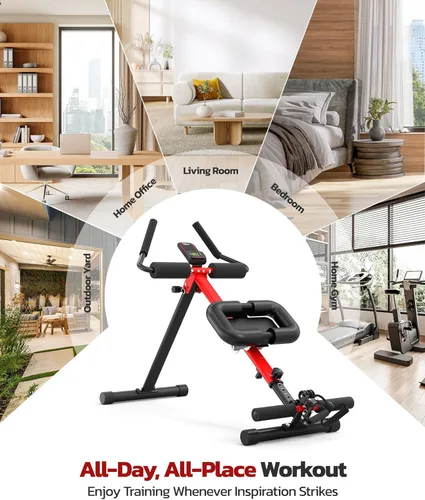 Vista 9 de Yoleo 2 in 1 Ab & Rowing Machines for Home, Foldable Ab Workout Equipment, Ab Trainer Machine for Stomach Workout, Ab Crunch Machine with Foam