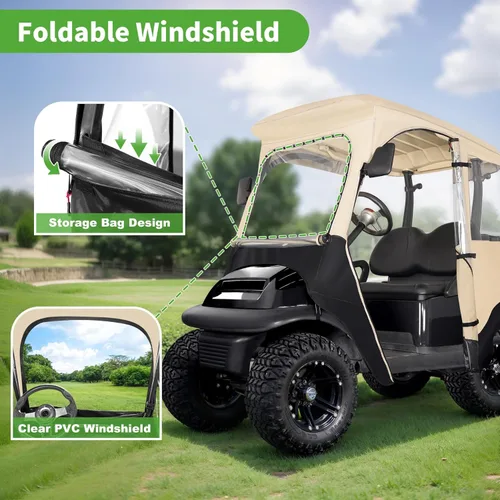 Vista 3 de 10L0L Caja de carrito de golf Deluxe para 2 pasajeros para Club Car Precedent, Onward y Tempo, impermeable, resistente al viento, portátil