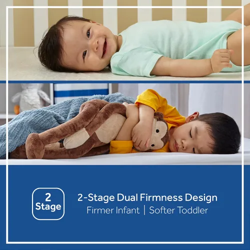 Vista 3 de Sealy Naturalis - Colchón hipoalergénico de 2 etapas para cuna de bebé y cama infantil, colchón para cuna no tóxico, algodón natural, bobina híbrida