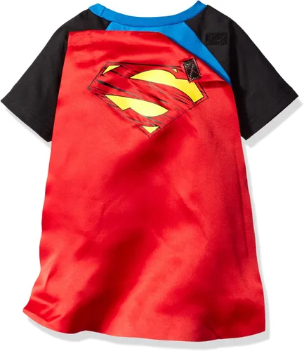Vista 2 de Warner Bros. Justice League Superman Batman Robin Cosplay T-Shirt and Cape Toddler to Big Kid