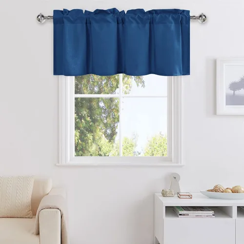 Vista 9 de DWCN Cenefa para ventanas, cenefa de cortina de cocina, cenefa corta sólida, con bolsillo para barra, cortinas para ventana de baño/sótano, 1 panel