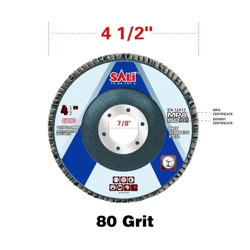 Vista 2 de Sali Paquete de 48 discos de aleta de grano 80 de 4.5 x 78 pulgadas, disco de lijado tipo bisel #29 de grado premium e industrial para amoladora