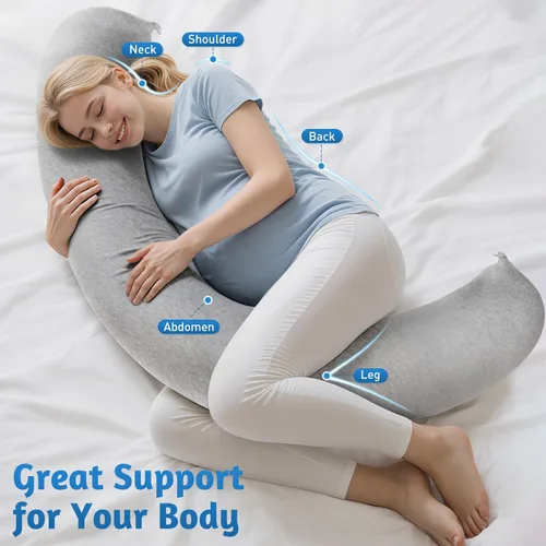 Vista 5 de SweetSlubr Almohadas de embarazo para dormir, almohada de maternidad en forma de C para mujeres embarazadas con firmeza ajustable, almohada