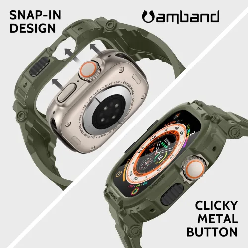 Vista 5 de amBand Bands - Funda protectora de pantalla compatible con Apple Watch Ultra 3/2/1 de 1.732 pulgadas, correa resistente M1 Sport Series y película