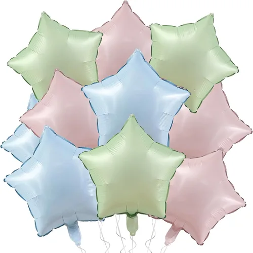 Vista 11 de Globos de papel de aluminio con forma de estrella de arena beige, marrón y blanco, 10 globos de Mylar en forma de estrellas de 18 pulgadas