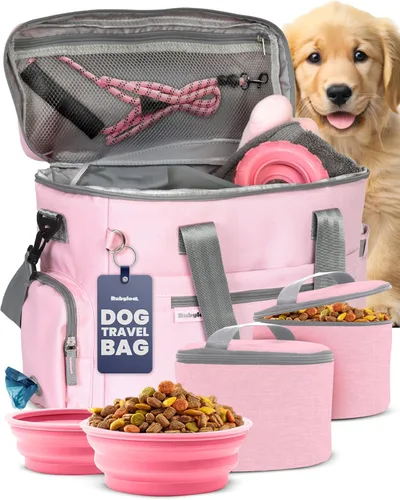 Vista 9 de The Original Doggy Bag - Bolsa de viaje completa para perros para suministros con 2 cuencos de viaje para perros sin BPA y 2 recipientes de comida
