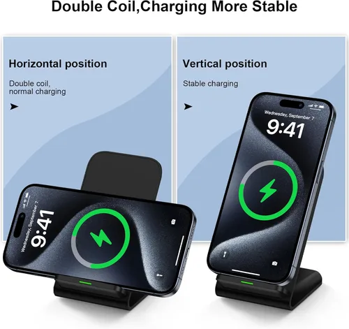 Vista 2 de Samsung - Cargador inalámbrico de carga rápida, soporte inalámbrico para teléfono Android para Samsung Galaxy S26 S25 S24 Ultra S24 S23 FE S22 S21