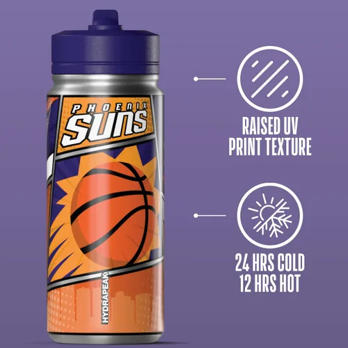 Vista 76 de Hydrapeak x NBA Los Angeles Lakers Botella de agua de 591 ml de acero inoxidable, botella deportiva con doble pared aislada con licencia