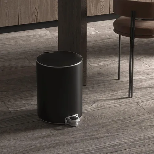 Vista 5 de Smart Trash Can 8L/12L/15L Household Large Stainless Steel Trash Can Kitchen Bathroom Bedroom with Lid Trash Can Bathroom Trash Can,Black-8l