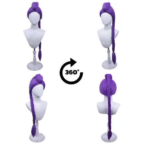 Vista 23 de Peluca trenzada negra con flequillo para niños, peluca larga y recta con 2 coletas, pelucas sintéticas para niñas, pelucas sintéticas con gorra