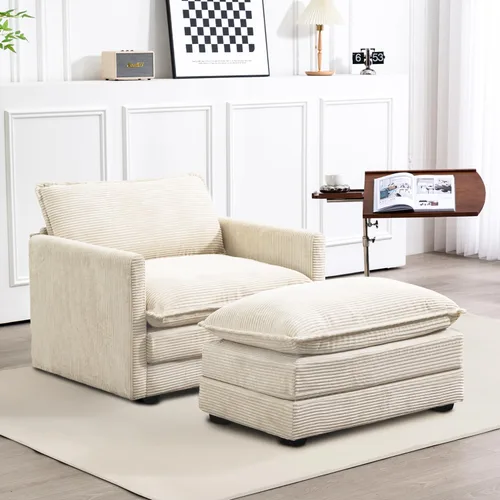 Vista 11 de ROWHY Sofá modular de gran tamaño con otomana móvil, juego de sofá moderno de pana de 112 pulgadas y 4 asientos, sofá convertible en forma de L