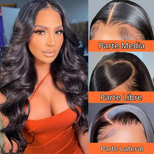 Vista 5 de Selina Cierre de Encaje de Ondas Corporales 13x4 HD Cierre Frontal de Encaje Cabello Humano Encaje Transparente Cabello Virgen Brasileño Color Negro