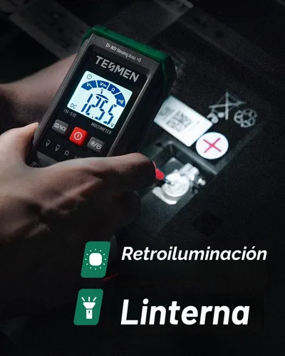 Vista 5 de Multímetro digital TM-510, 4000 cuentas, medición inteligente, voltímetro de rango automático; probador de voltaje con función de voltaje sin