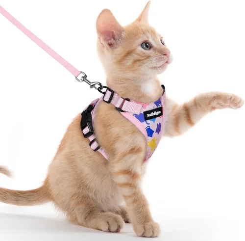 Vista 73 de rabbitgoo Arnés y correa para gatos para caminar, chaleco suave ajustable a prueba de escape para gatos, chaqueta de control fácil transpirable